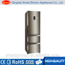 Domestic use three door big capacity standing bottom freezer refrigerator